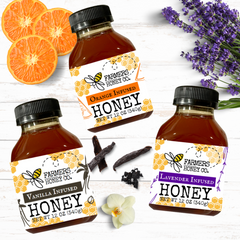 Lavender Honey, Vanilla Honey, Orange Honey